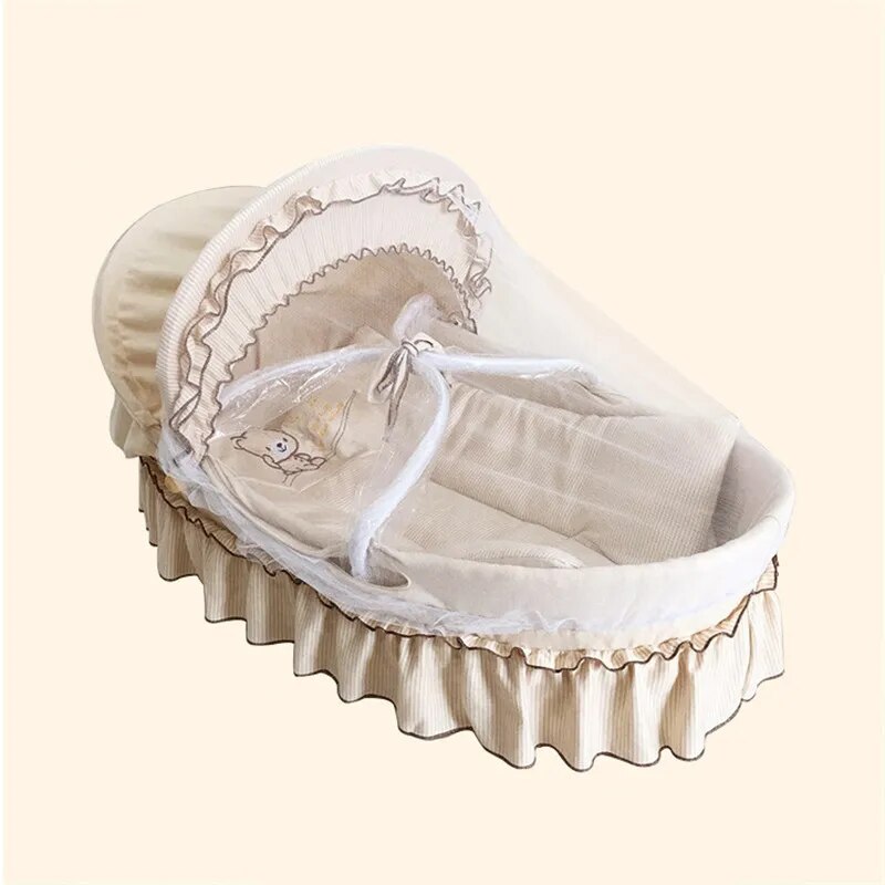 Portable Baby Basket Corn Woven Baby Crib Natural Rocking Chair