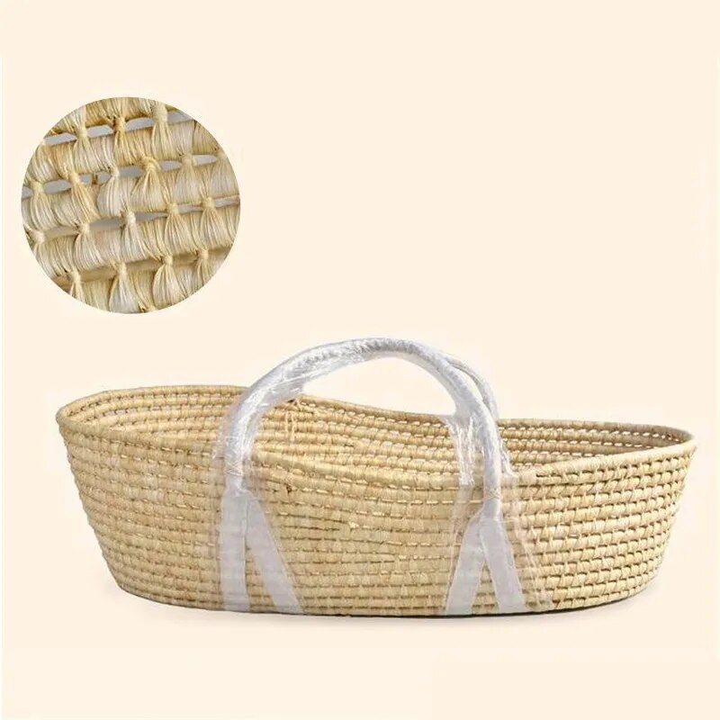 Portable Baby Basket Corn Woven Baby Crib Natural Rocking Chair