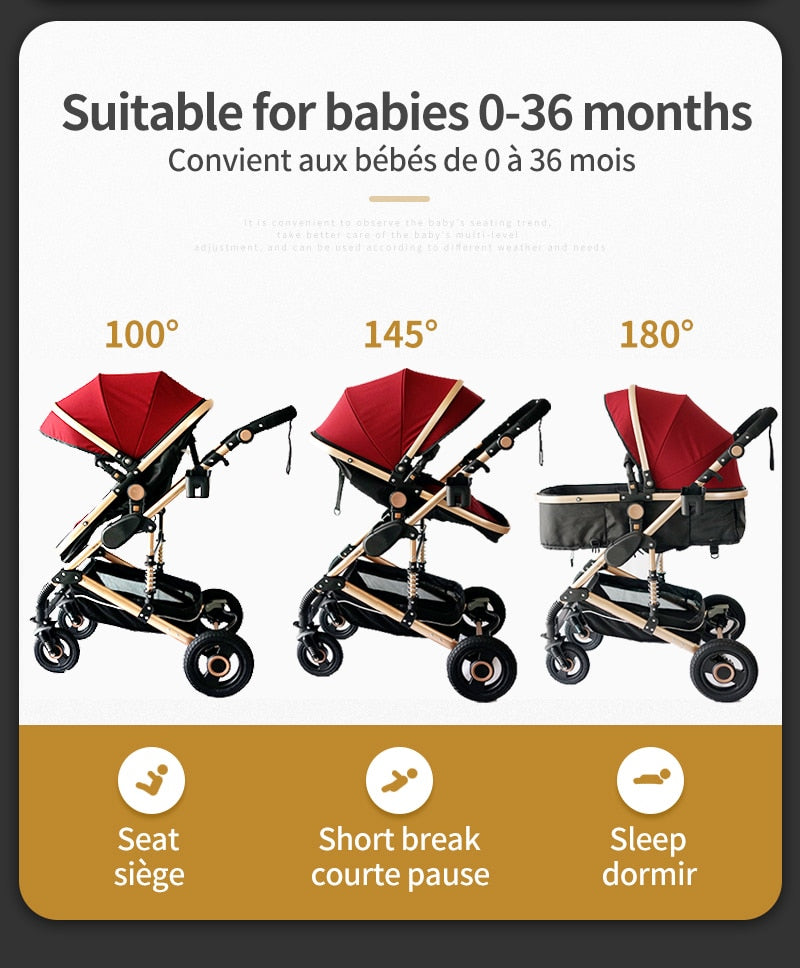 3 in 1 Luxurious Baby Stroller