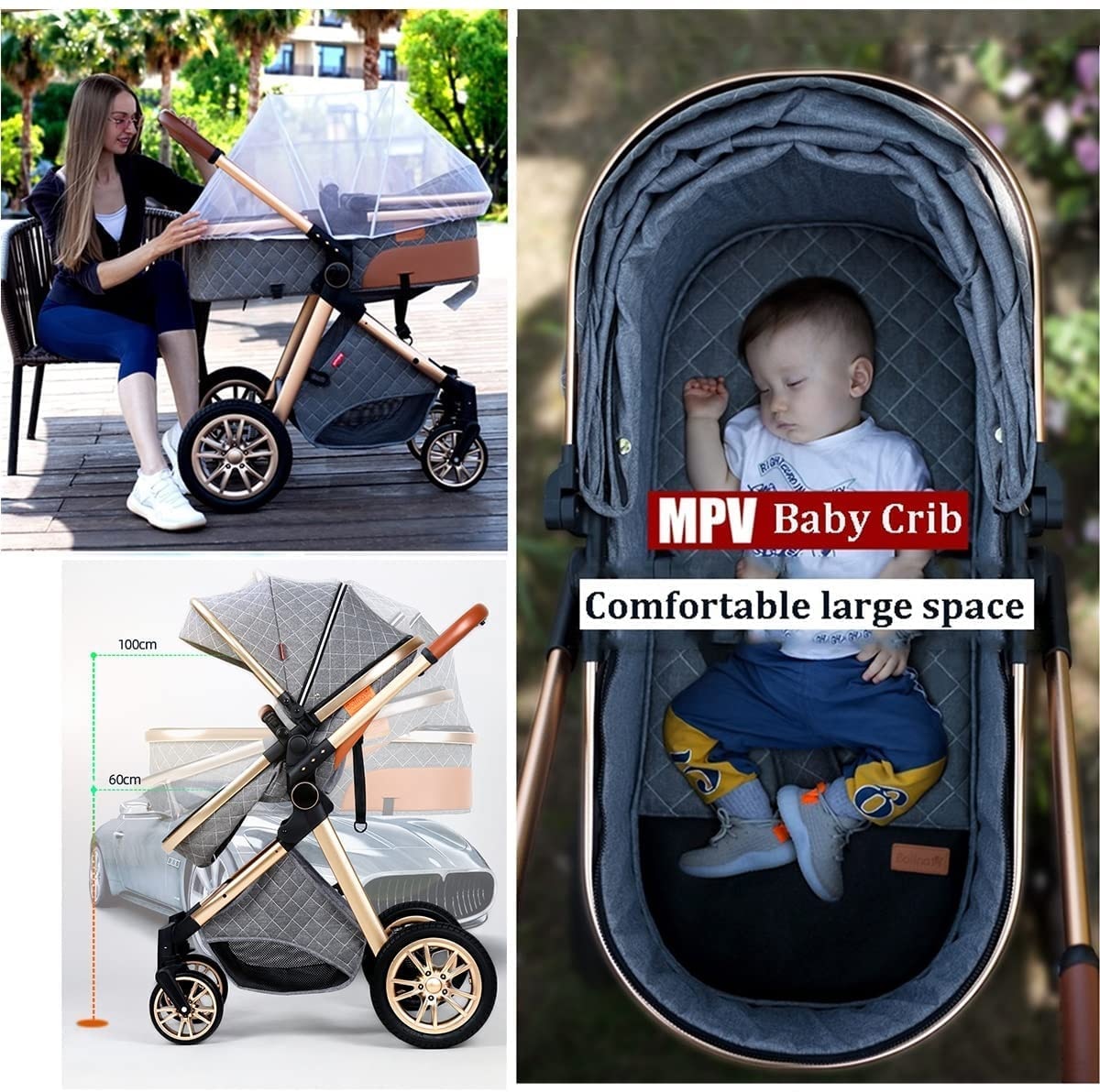 3 in 1 High Landscape Baby Stroller