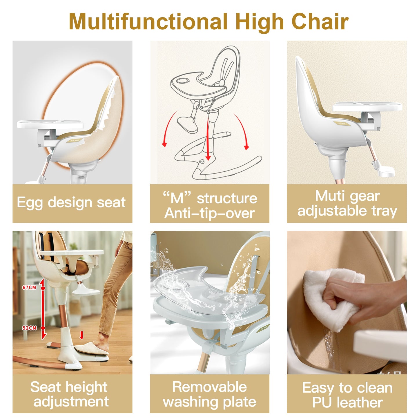 360°Rotating Baby High Chair